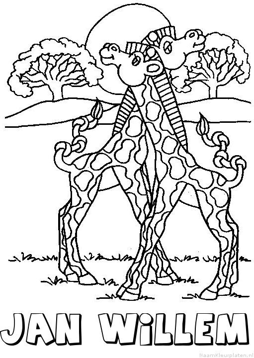 Jan willem giraffe koppel kleurplaat